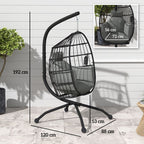 Egg Chair Outdoor Indoor Garden Swing Chair, Folding Basket