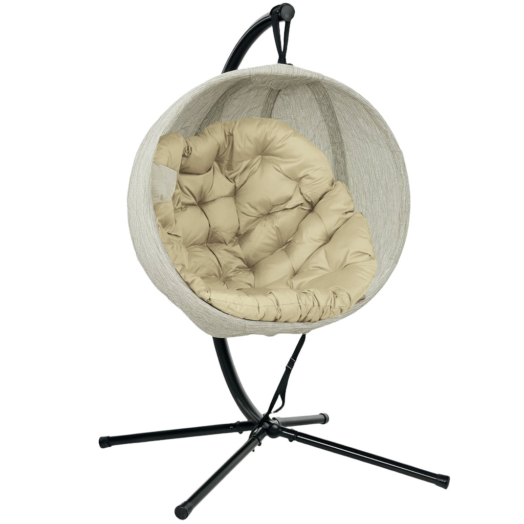 Hanging Egg Chair Outdoor Indoor Swing Chair, Folding Basket Khaki