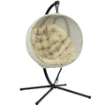 Hanging Egg Chair Outdoor Indoor Swing Chair, Folding Basket Khaki
