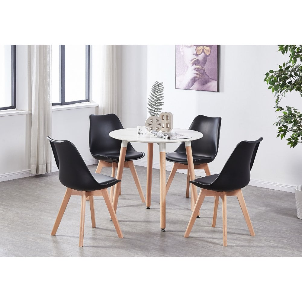 Halo Round Dining Table Set with 4 Chairs