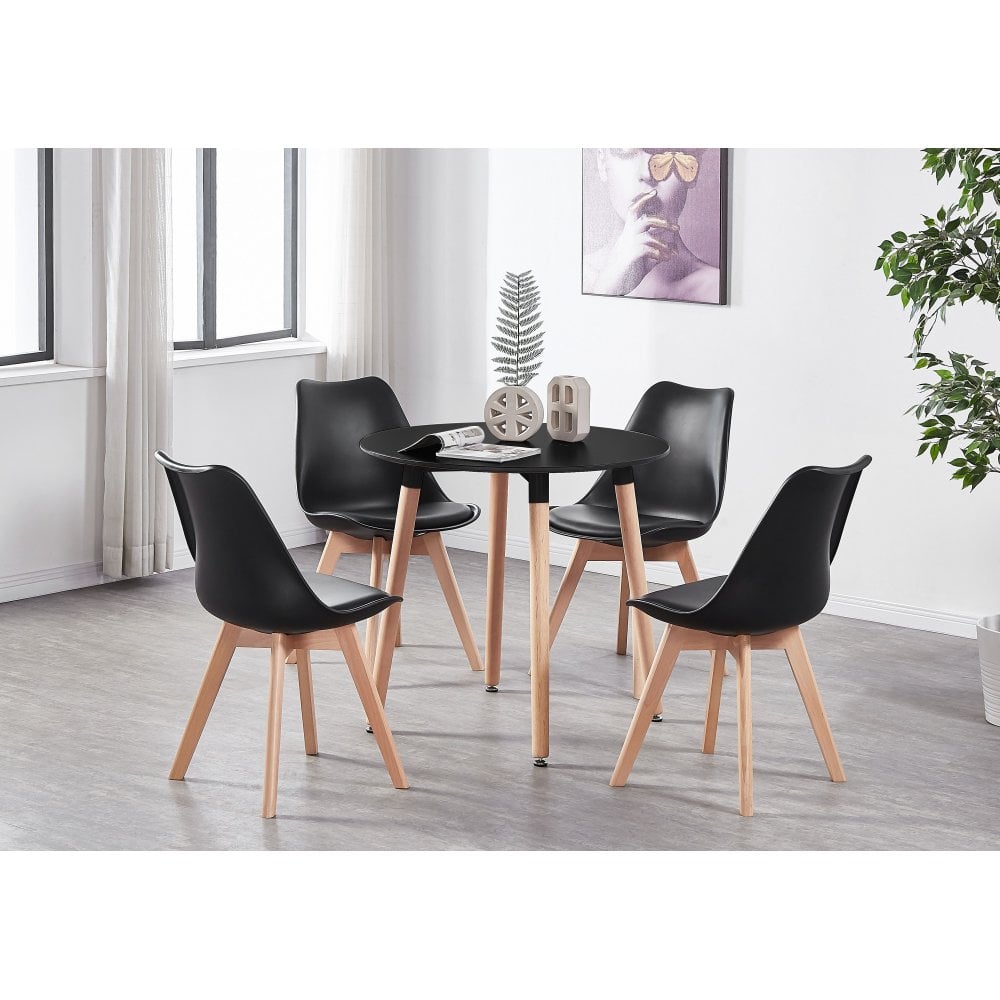 Halo Round Dining Table Set with 4 Chairs