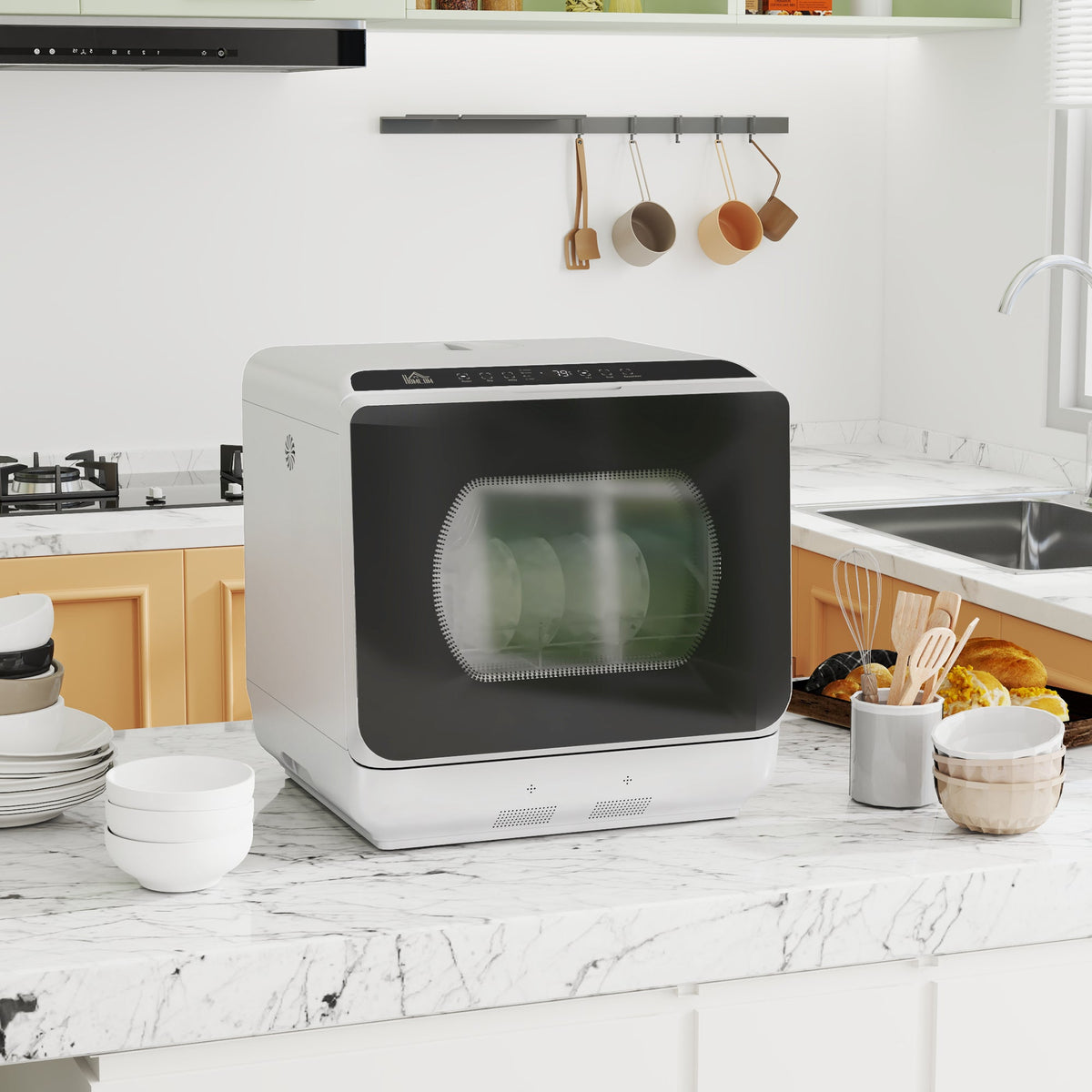 Worktop Dishwasher w/ 4 Place Settings 6 Programs, Silver Tone