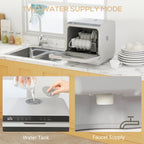 Worktop Dishwasher w/ 4 Place Settings 6 Programs, Silver Tone