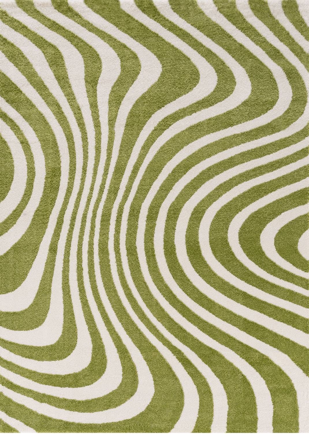 Joli Striped Green & White Rug 240X340 cm