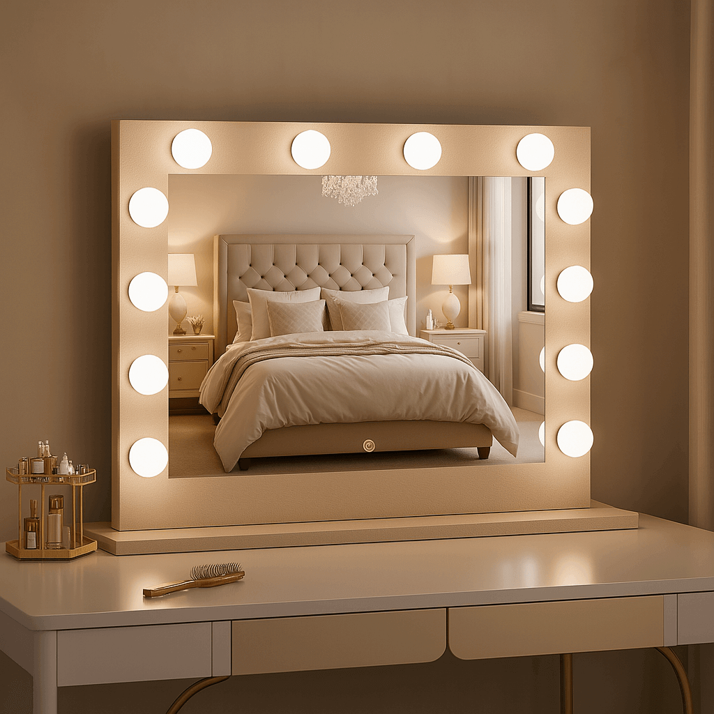 Gold Vanity Face LED Mirror 80 x 60cm