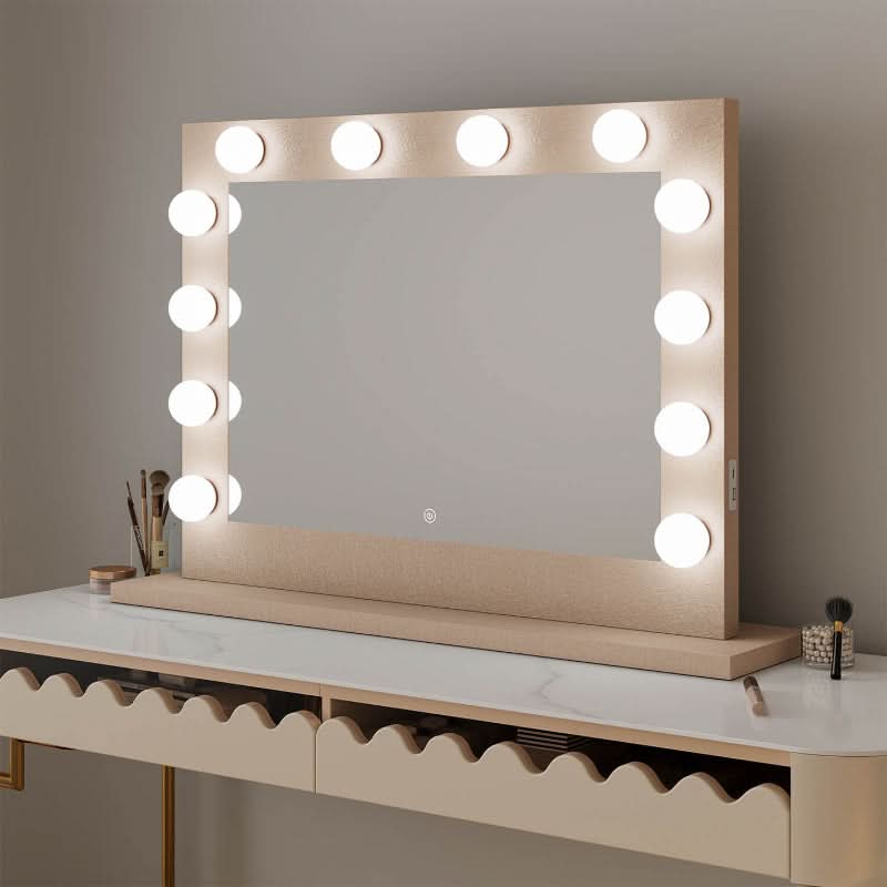 Gold Vanity Face LED Mirror 80 x 60cm