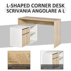 L-Shaped Desk, Corner Computer Desk with Storage Drawer, Adjustable Shelf, Cabinet for Home Office and Study, 120 x 92 x 75cm, Oak and White