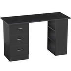 Computer Desk with Drawers, Home Office Desk, Writing Table, PC Workstation with 3 Storage Shelves for Working, Study, 120 x 49 x 72 cm, Black