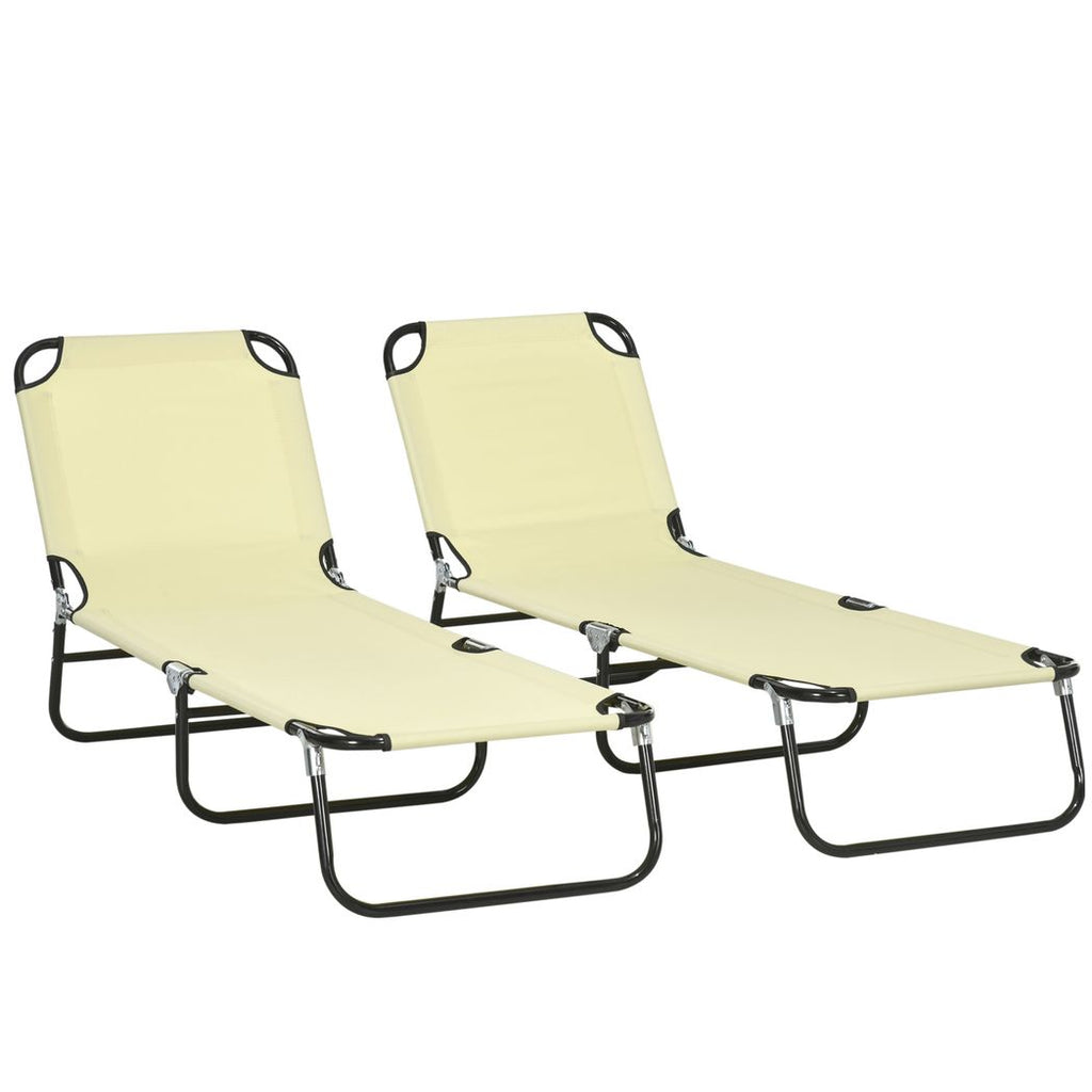 Folding Sun Loungers Set of 2 with Adjustable Backrest