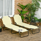 Folding Sun Loungers Set of 2 with Adjustable Backrest