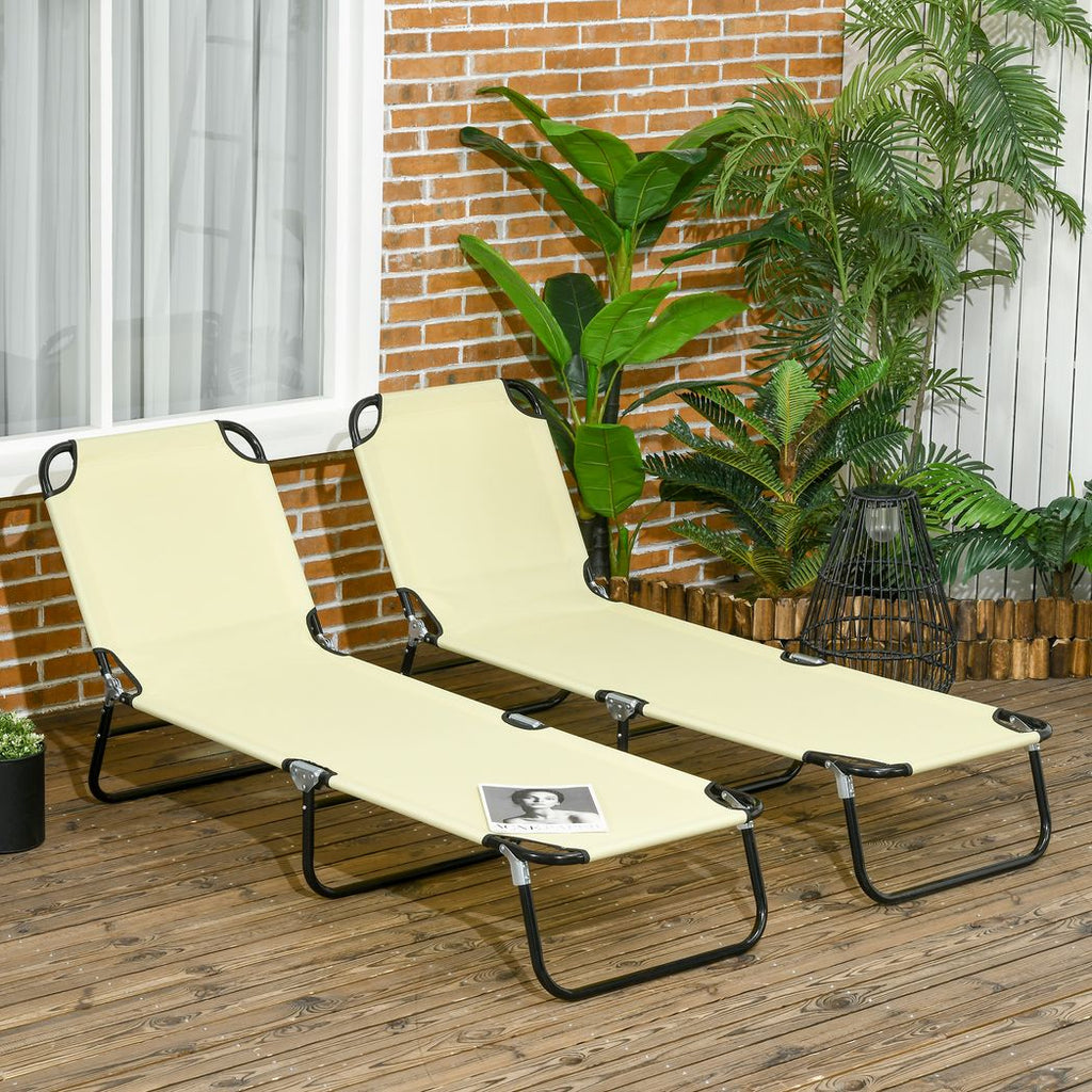 Folding Sun Loungers Set of 2 with Adjustable Backrest