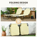 Folding Sun Loungers Set of 2 with Adjustable Backrest