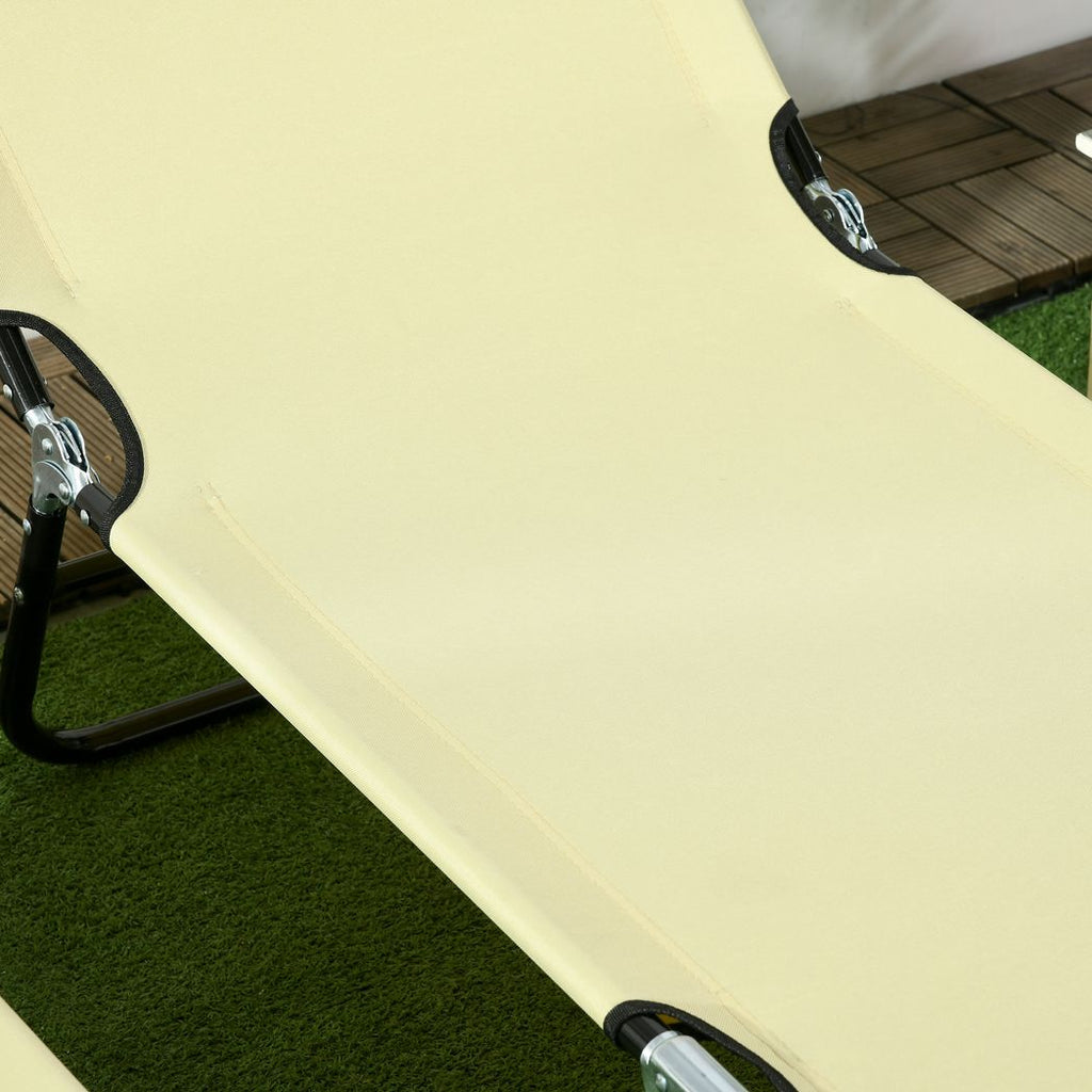 Folding Sun Loungers Set of 2 with Adjustable Backrest