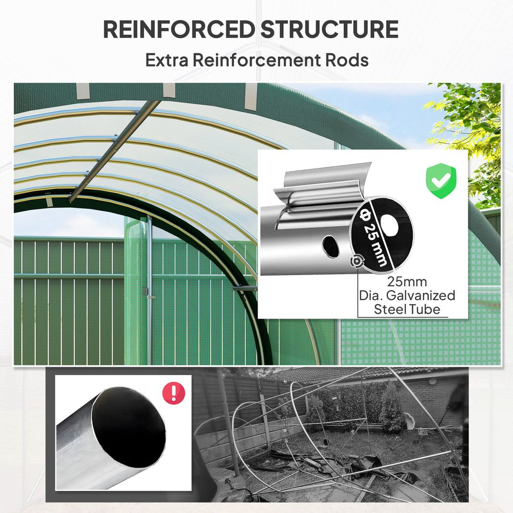Tunnel Greenhouse Upgraded Structure, Hinged Doors, 4 x 3(m)