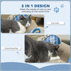 2 in1 Cat Scratcher with Catnip, Cardboard Lounge Bed, Blue