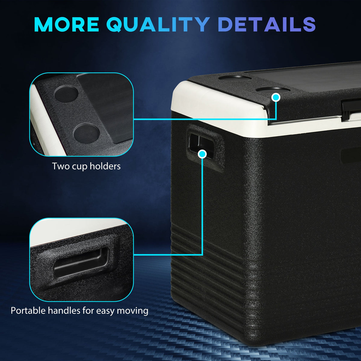 50L Car, Portable Compressor Car Fridge Freezer, Electric Cooler Box with 12/24V DC and 110-240V AC for Camping, Driving, Picnic, Down to -20℃