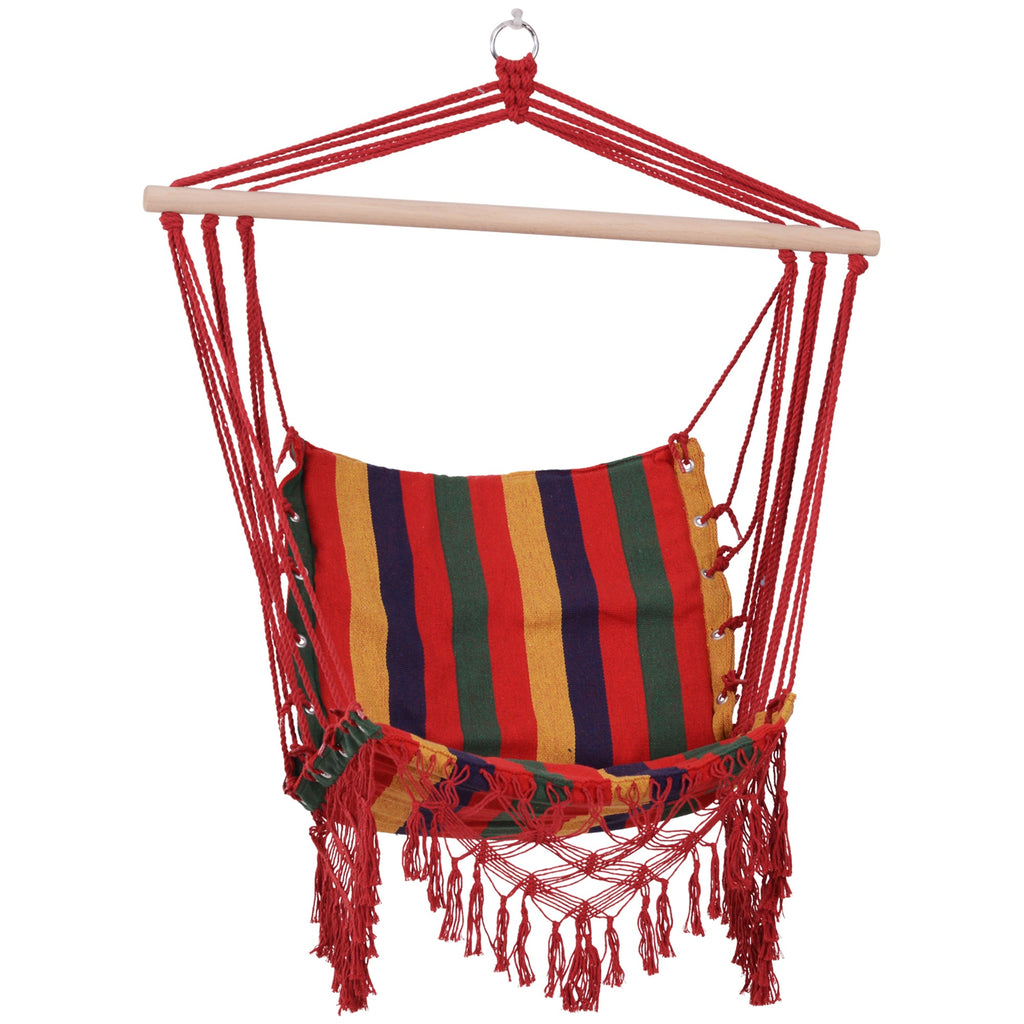 Hammock Chair Swing Colourful Striped Seat Porch Indoor Outdoor Hanging Beach