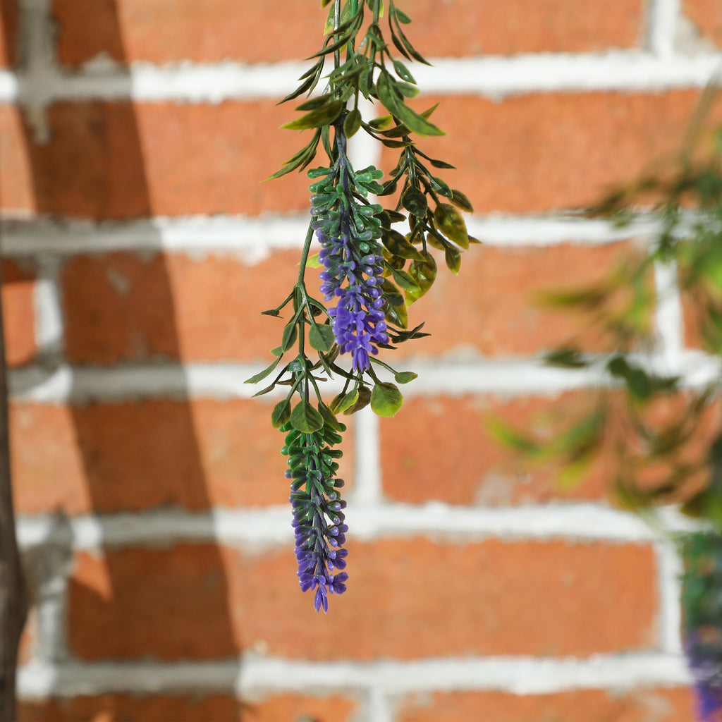 Set of 2 Artificial Plants, Lavender Flowers in Basket, Purple