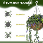 Set of 2 Artificial Plants, Lavender Flowers in Basket, Purple