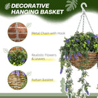 Set of 2 Artificial Plants, Lavender Flowers in Basket, Purple