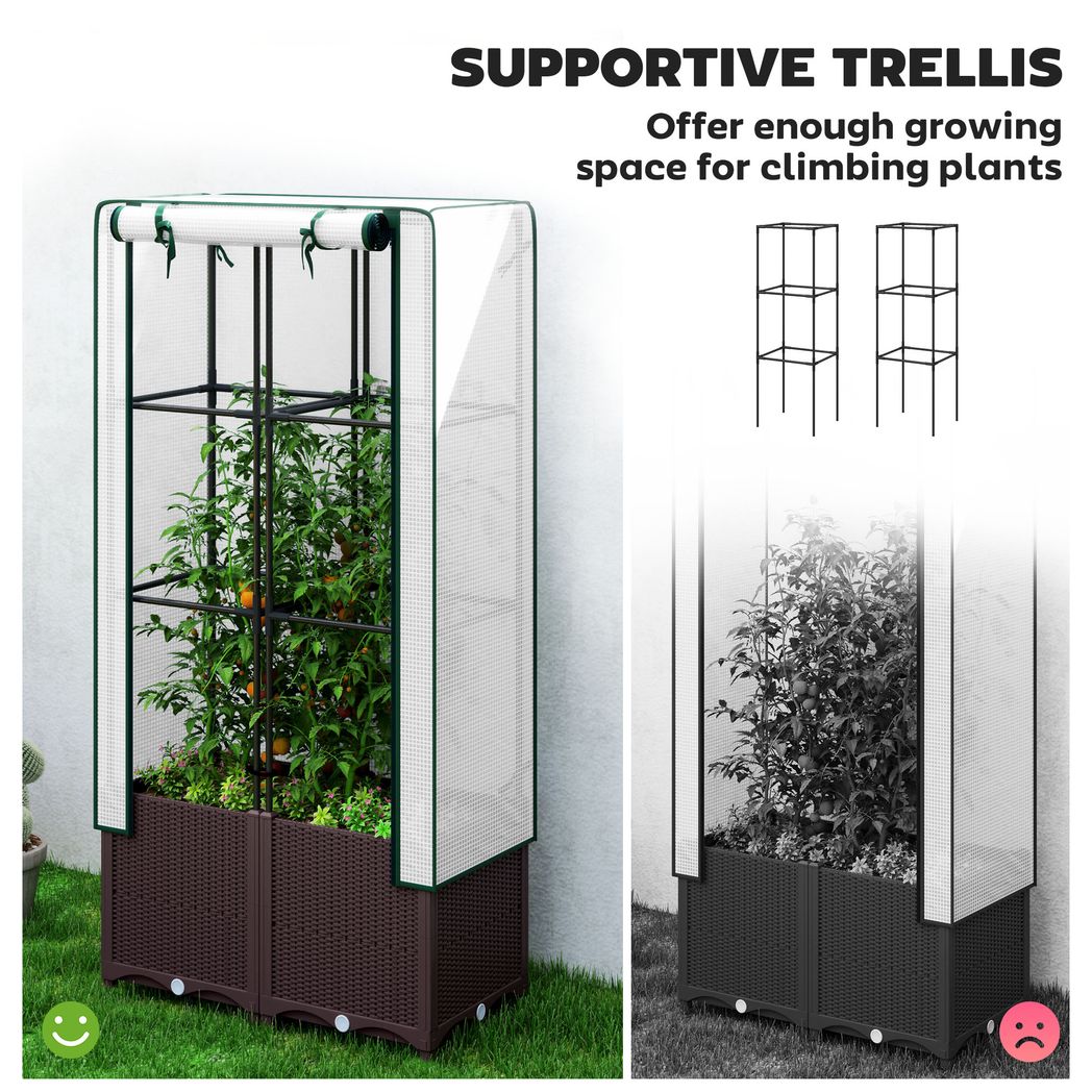 Plastic Vegetable Planter with Trellis, 80 x 40 x 140 cm