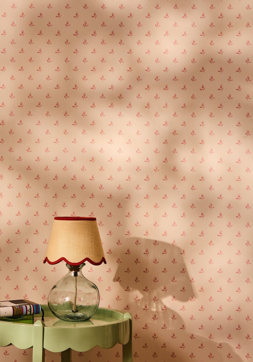 Sweet Red Trim Scalloped Lampshade Small (20cm)