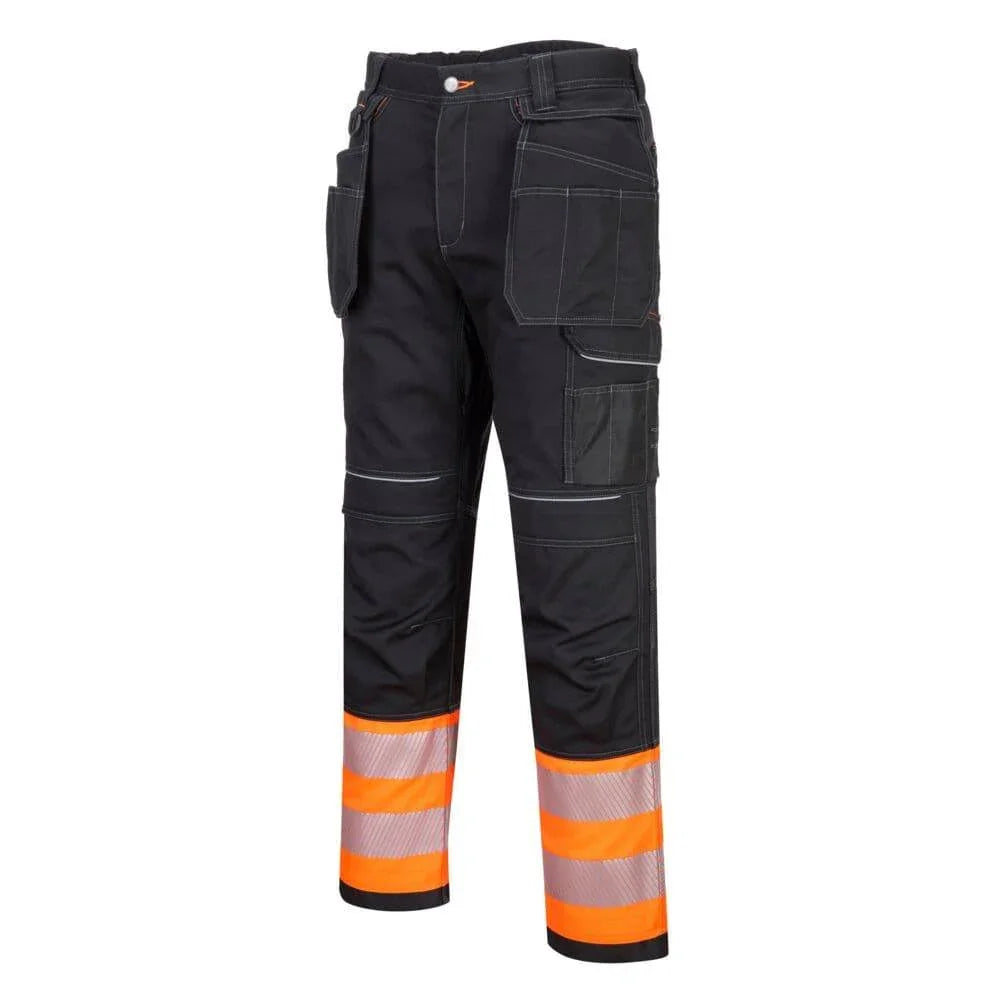 PORTWEST PW307 PW3 HI-VIS CLASS 1 HOLSTER POCKET TROUSERS Orange / Black - 32" Waist / 31" Regular Leg