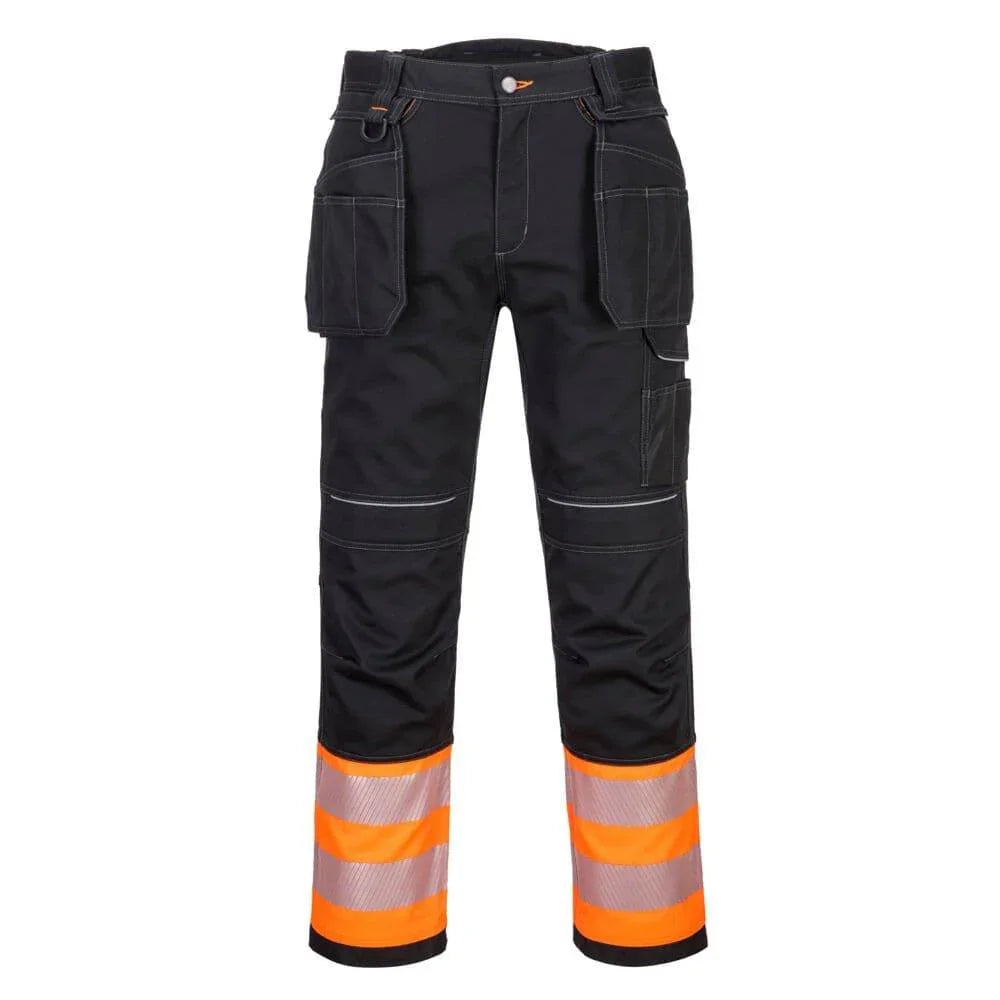 PORTWEST PW307 PW3 HI-VIS CLASS 1 HOLSTER POCKET TROUSERS Orange / Black - 32" Waist / 31" Regular Leg