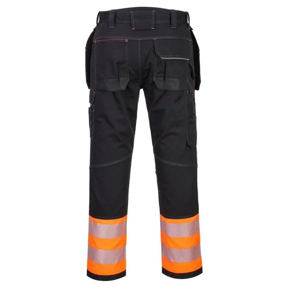 PORTWEST PW307 PW3 HI-VIS CLASS 1 HOLSTER POCKET TROUSERS Orange / Black - 32" Waist / 31" Regular Leg