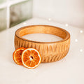 Large Apple Pie Scented Wooden Candle Round Autumn Décor 13cm