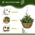 2 PCs Artificial Lisianthus Flower Hanging Planter Basket with Colourful Detail