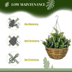 2 PCs Artificial Lisianthus Flower Hanging Planter Basket with Colourful Detail