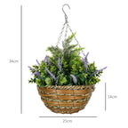 2 PCs Artificial Lisianthus Flower Hanging Planter Basket with Colourful Detail