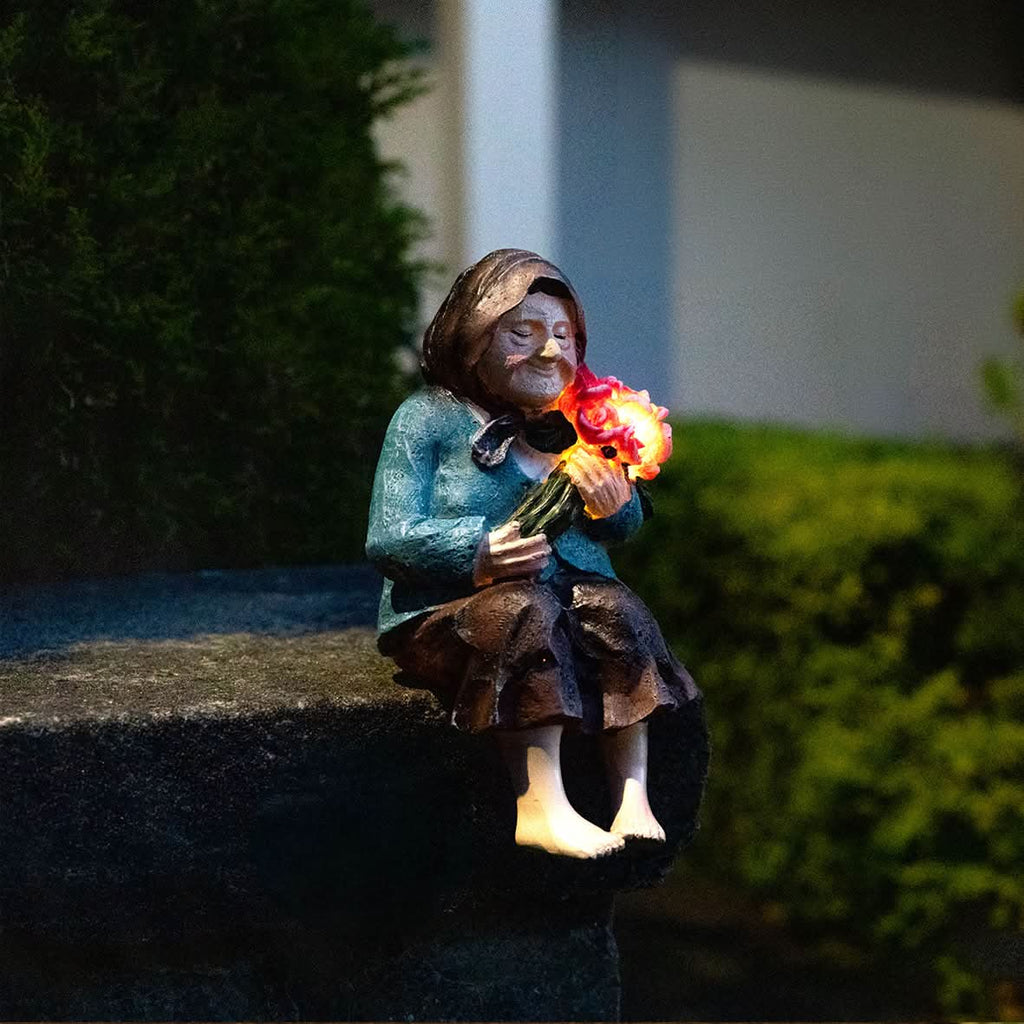 Grandmother Solar Garden Ornament – Light Up Outdoor Garden Statue