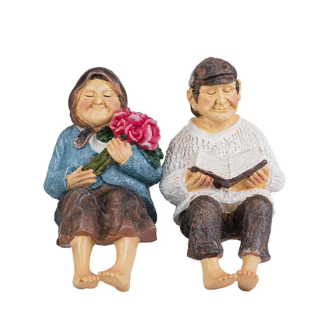 Grandmother & Grandfather Solar Garden Ornament Set – Light Up Outdoor Statues