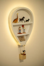Hot Air Balloon Wall Shelf with LED Lights White MDF 70cm