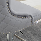 Adjustable Bar Stools Set of 2, Swivel Bar Chairs w/ Back Footrest, Grey