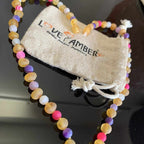 Adult Amelie Honey Baltic Amber Bead Pink Purple Dragon Agate Necklace 50cm Raw Amber Beads (L)