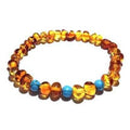 Adult Apollo Polished Honey Baltic Amber Blue Turquoise Howlite Calming Stretch Bracelet 21cm (XXL Elastic)