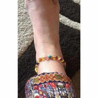 Adult Blossom Honey Baltic Amber Purple Howlite Lapis Lazuli Quartz Anklet