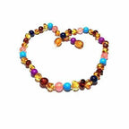 Adult Blossom Honey Baltic Amber Purple Howlite Lapis Lazuli Quartz Anklet