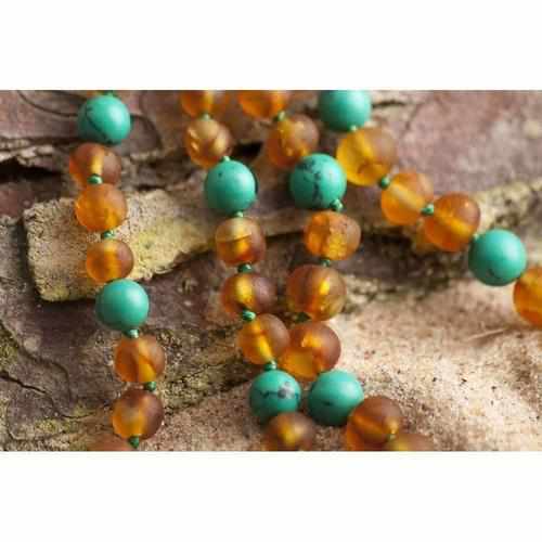 Adult Bluebird Raw Honey Blue Turquoise Baltic Amber Anklet