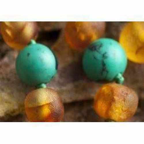 Adult Bluebird Raw Honey Blue Turquoise Baltic Amber Anklet