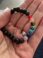 Adult Chakra Amber Lava Rock Volcanic Stone Stretch Bracelet