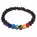 Adult Chakra Amber Lava Rock Volcanic Stone Stretch Bracelet 17cm (S Elastic)