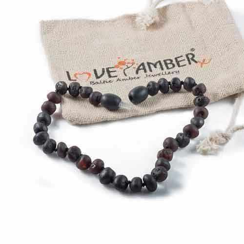 Adult Cherryaid Black Raw Dark Cherry Baltic Amber Anklet