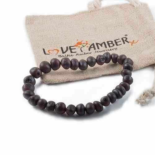 Adult Cherryaid Raw Dark Cherry Baltic Amber Stretch Bracelet