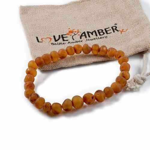 Adult Cocoa Raw Unpolished Cognac Baltic Amber Stretch Bracelet