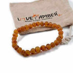 Adult Cocoa Raw Unpolished Cognac Baltic Amber Stretch Bracelet