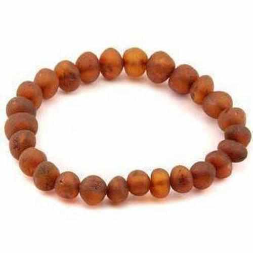 Adult Cocoa Raw Unpolished Cognac Baltic Amber Stretch Bracelet